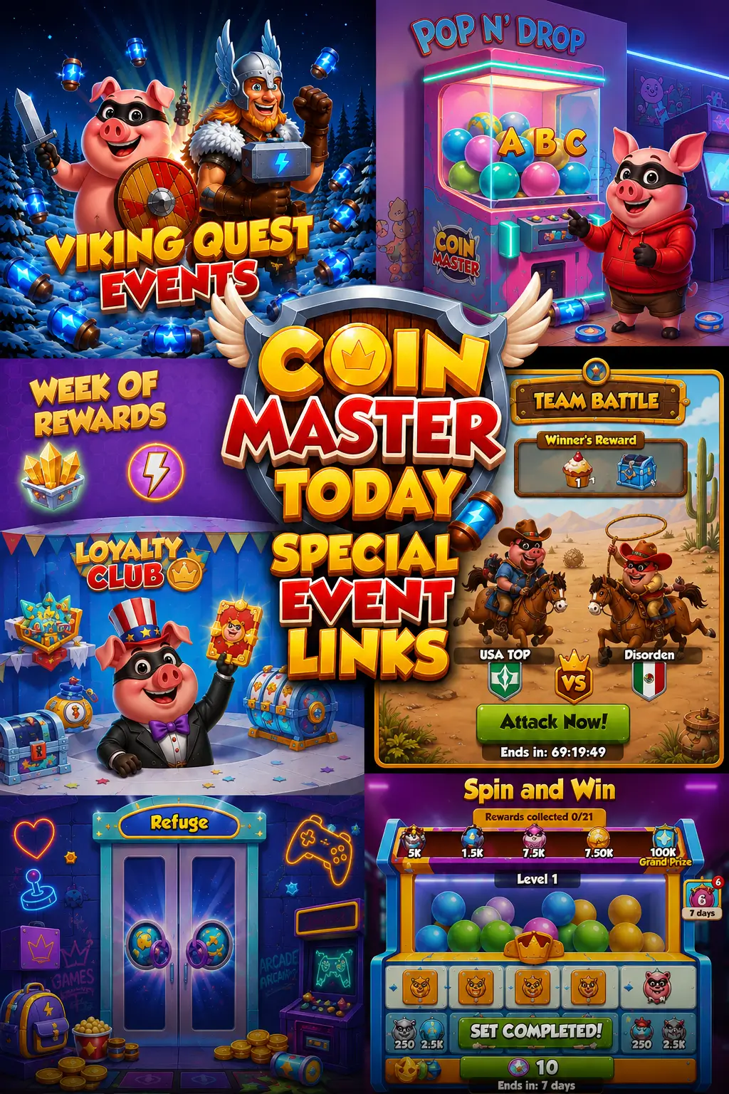 Coin Master special event rewards and active bonuses today