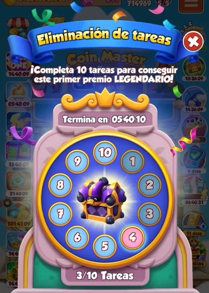 Eliminación de tareas Coin Master